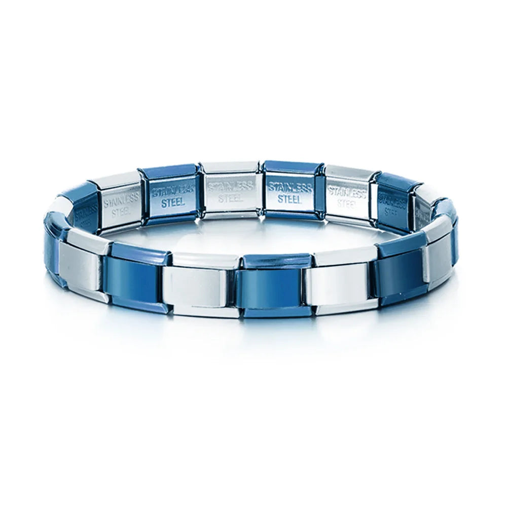 Blue/Silver Italian Charm Bracelet - 9mm Starter Bracelet