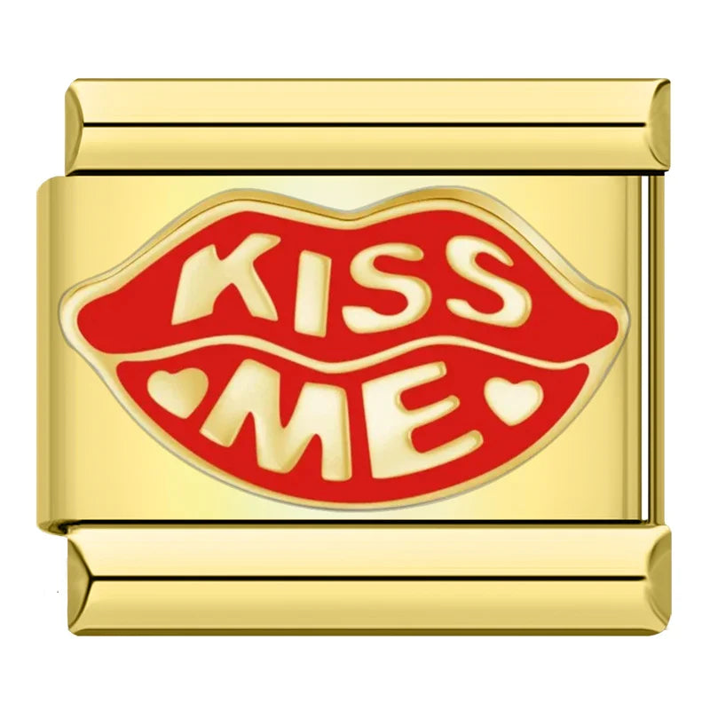 Kiss Me Charm | Gold Italian Charm Bracelet