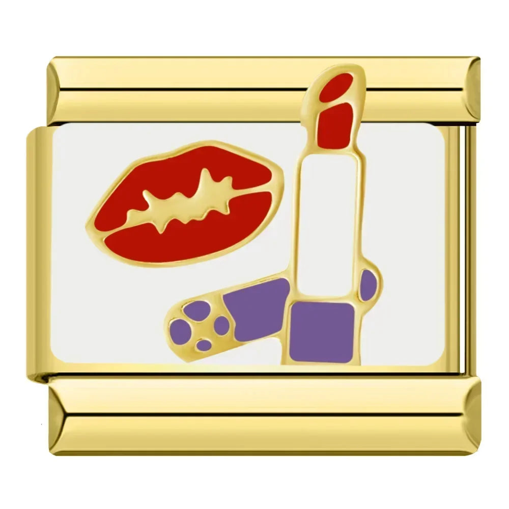 Lipstick Charm | Gold Italian Charm Bracelet