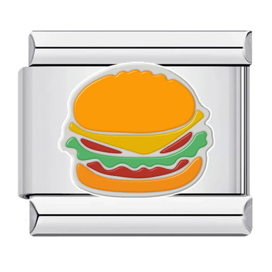 Burger Charm | Silver Italian Charm Bracelet