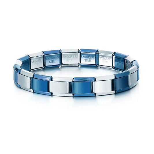 Blue/Silver Italian Charm Bracelet - 9mm Starter Bracelet
