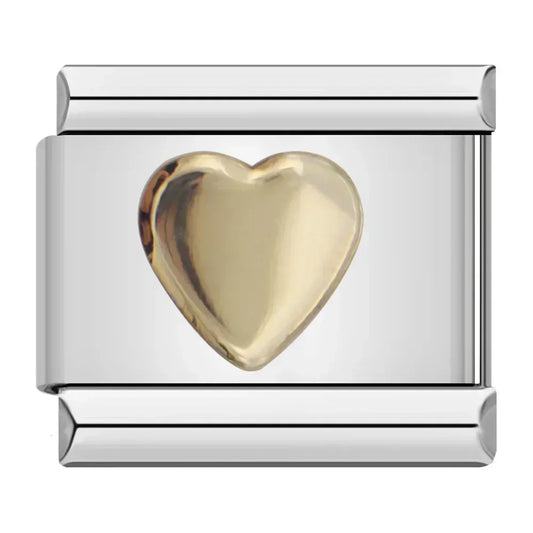 Golden Heart Charm | Silver Italian Charm Bracelet