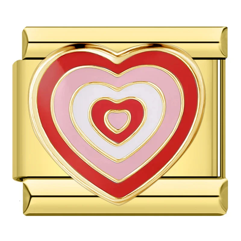 Coloured Heart Charm | Gold Italian Charm Bracelet