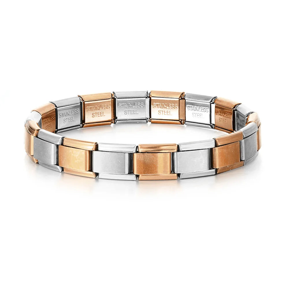 Rose Gold/Silver Italian Charm Bracelet - 9mm Starter Bracelet