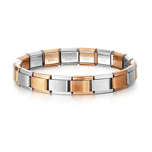 Rose Gold/Silver Italian Charm Bracelet - 9mm Starter Bracelet