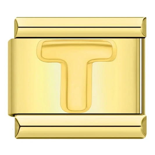 Letter T Charm | Gold Italian Charm Bracelet