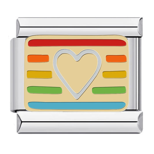 Rainbow Heart Charm | Silver Italian Charm Bracelet