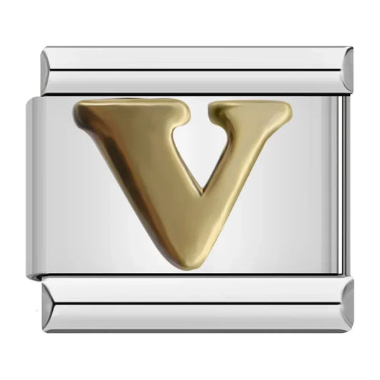 Letter V Charm | Silver Italian Charm Bracelet