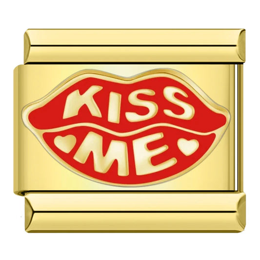 Kiss Me Charm | Gold Italian Charm Bracelet