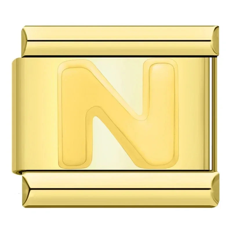 Letter N Charm | Gold Italian Charm Bracelet