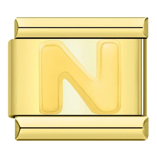 Letter N Charm | Gold Italian Charm Bracelet