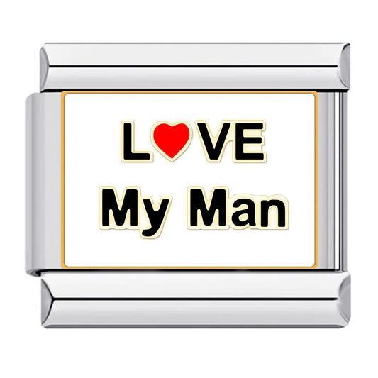 Love My Man Charm | Silver Italian Charm Bracelet