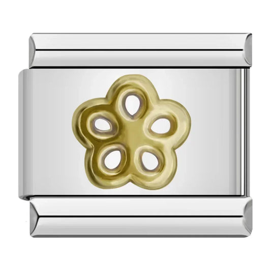 Golden Flower Charm | Silver Italian Charm Bracelet