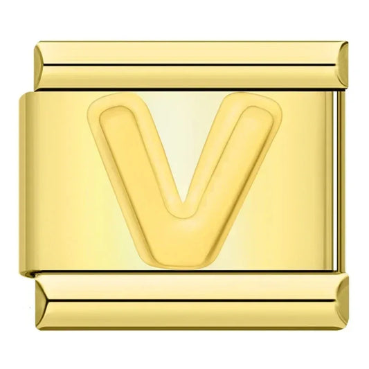 Letter V Charm | Gold Italian Charm Bracelet