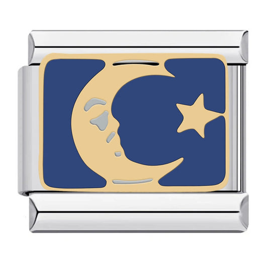 Moon and Star Charm | Silver Italian Charm Bracelet