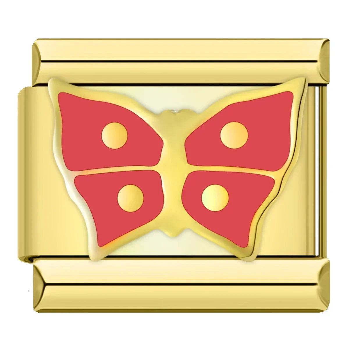 Red Butterfly Charm | Gold Italian Charm Bracelet