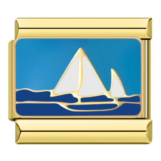 Sailing Yacht Charm | Gold Italian Charm Bracelet