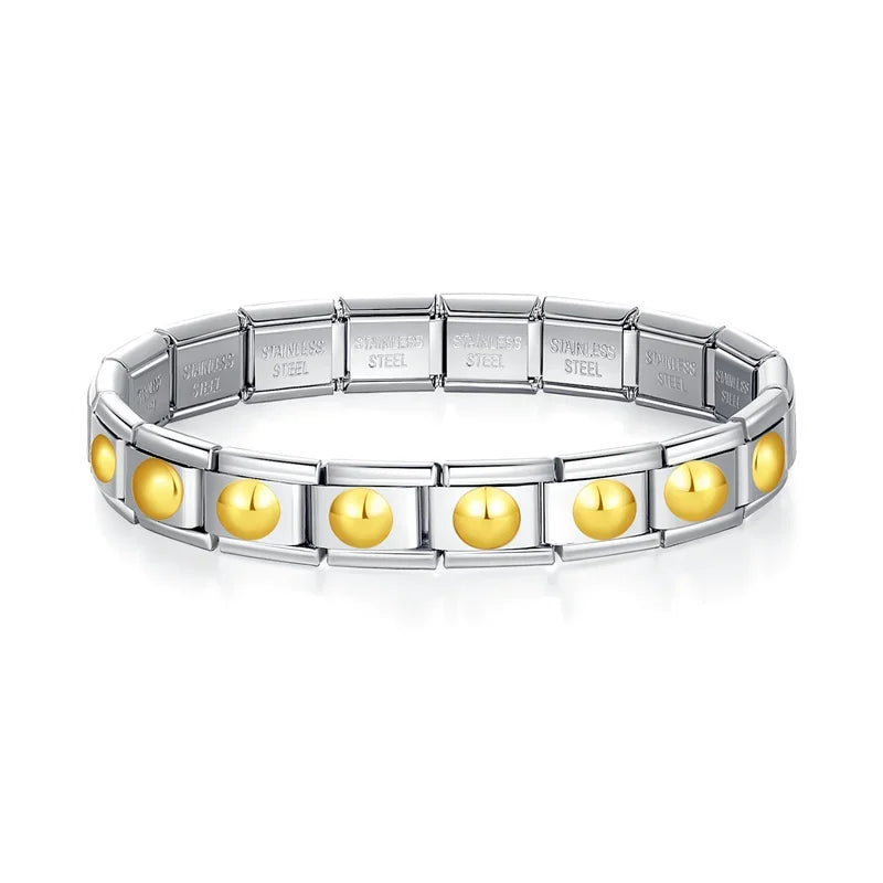 Gold Pearl Italian Charm Bracelet - 9mm Ready Made Bracelet