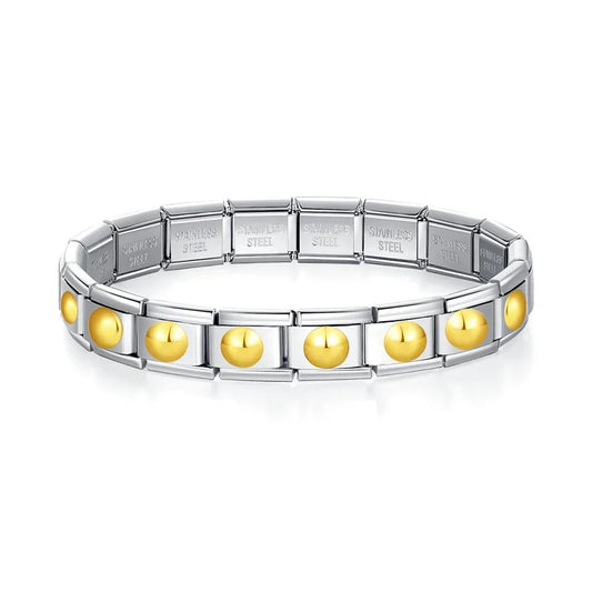 Gold Pearl Italian Charm Bracelet - 9mm Ready Made Bracelet