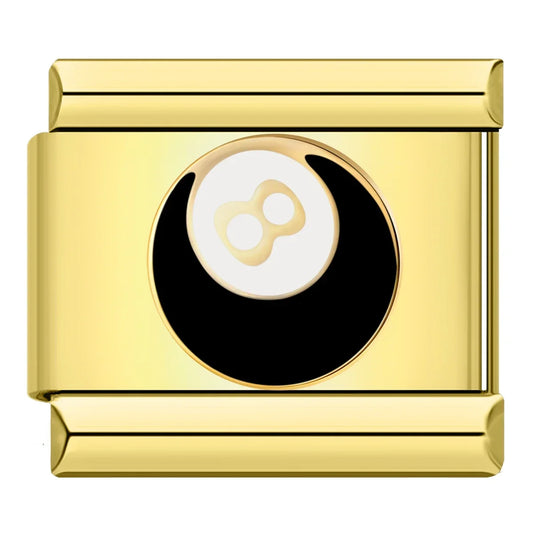 8 Ball Charm | Gold Italian Charm Bracelet