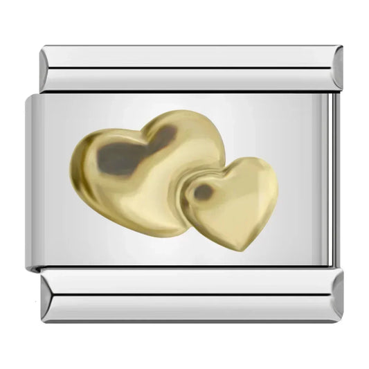 Golden Hearts Charm | Silver Italian Charm Bracelet